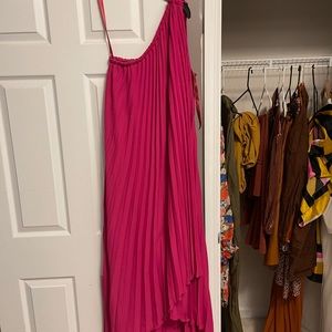 One shoulder flowy midi dress